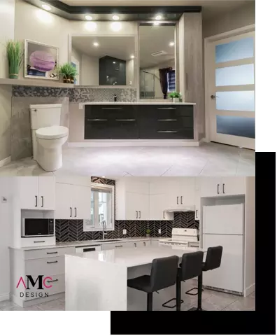 Aménagement sur mesure AMC Design cuisine et salle de bain